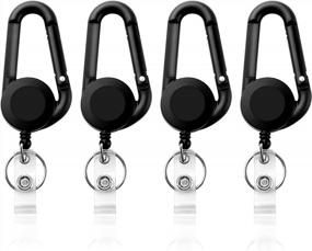 img 4 attached to 4-Pack Heavy Duty Retractable Key Chain Badge Holder Reels With Plastic Belt Clip - Ideal For Business Cards, ID Cards, And Key Chains