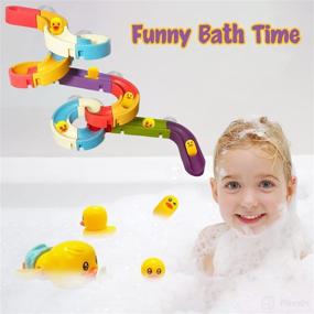 img 3 attached to 🛀 Bath Toys for Kids 4-8: Wall Bathtub Toy Slide with Wind-Up Duck - 35 PCS Water Toys for Toddlers 3-6 Years - Perfect Gifts for Boys and Girls!