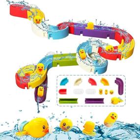 img 4 attached to 🛀 Bath Toys for Kids 4-8: Wall Bathtub Toy Slide with Wind-Up Duck - 35 PCS Water Toys for Toddlers 3-6 Years - Perfect Gifts for Boys and Girls!