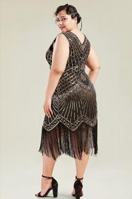 img 3 attached to Plus Size 1920S Flapper Dress By BABEYOND - V Neck, Beaded & Fringed