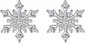 img 4 attached to Shimmering Winter Magic: EleQueen 925 Sterling Silver Snowflake Stud Earrings With Cubic Zirconia