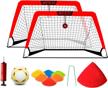 mesixi foldable pop up soccer goal net, 6 agility training cones, 1 portable carrying case, 1 football, 1 pump. convenient for kids adults to practice in the backyard, school square. 4′ wide logo