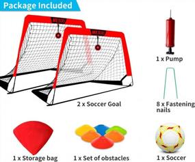 img 3 attached to MESIXI Foldable Pop Up Soccer Goal Net, 6 Agility Training Cones, 1 Portable Carrying Case, 1 Football, 1 Pump. Convenient For Kids Adults To Practice In The Backyard, School Square. 4′ Wide