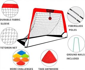 img 2 attached to MESIXI Foldable Pop Up Soccer Goal Net, 6 Agility Training Cones, 1 Portable Carrying Case, 1 Football, 1 Pump. Convenient For Kids Adults To Practice In The Backyard, School Square. 4′ Wide