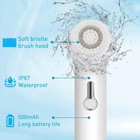 img 2 attached to Rechargeable IP67 Waterproof Facial Cleansing Brush With 2 Brush Heads - Sonic & Rotation Deep Wash, Exfoliating Blackhead Remover, 3 Vibrating Settings