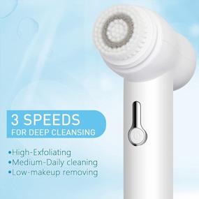 img 3 attached to Rechargeable IP67 Waterproof Facial Cleansing Brush With 2 Brush Heads - Sonic & Rotation Deep Wash, Exfoliating Blackhead Remover, 3 Vibrating Settings