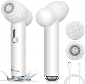 img 4 attached to Rechargeable IP67 Waterproof Facial Cleansing Brush With 2 Brush Heads - Sonic & Rotation Deep Wash, Exfoliating Blackhead Remover, 3 Vibrating Settings