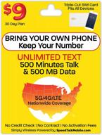 affordable gsm sim card plan for smartphones - 30 days unlimited text, 500 mins talk, 500mb 5g 4g lte data nationwide service logo