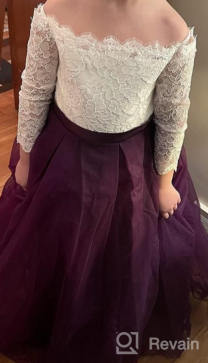 img 1 attached to Kids Lace Pageant Party Christmas Ball 👗 Gown Dress with Long Sleeves - Flower Girl Dress review by Sharon Holcomb