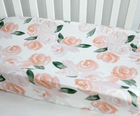 img 4 attached to Baby Girls Boys Crib Bedding Changing Pad Cover Blush Watercolor Table Pads