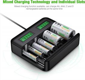 img 1 attached to 🔋 EBL Battery Charger Combo: Rechargeable AA Battery 2800mAh (4pcs) and AAA Battery 1100mAh (4pcs) + Charger for AA/AAA/C/D NiMH Batteries