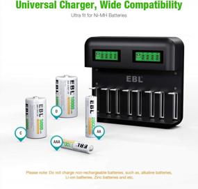 img 2 attached to 🔋 EBL Battery Charger Combo: Rechargeable AA Battery 2800mAh (4pcs) and AAA Battery 1100mAh (4pcs) + Charger for AA/AAA/C/D NiMH Batteries