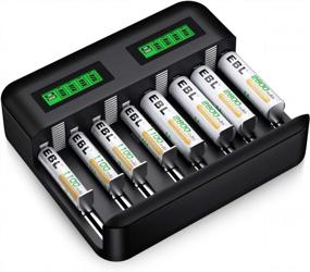 img 4 attached to 🔋 EBL Battery Charger Combo: Rechargeable AA Battery 2800mAh (4pcs) and AAA Battery 1100mAh (4pcs) + Charger for AA/AAA/C/D NiMH Batteries