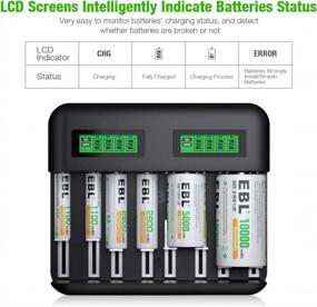 img 3 attached to 🔋 EBL Battery Charger Combo: Rechargeable AA Battery 2800mAh (4pcs) and AAA Battery 1100mAh (4pcs) + Charger for AA/AAA/C/D NiMH Batteries