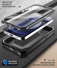 img 2 attached to Противоударная защита всего тела для IPhone 12 Mini 5,4 дюйма - чехол серии Poetic Guardian со встроенной защитой экрана