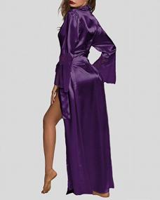 img 3 attached to Women'S Long Satin Kimono Robe Gown Lingerie S-XXL