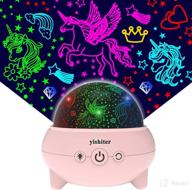 🦄 yishiter unicorns gifts: unicorn star projection night light – 9 lights modes for girls room decor, ages 3-9, pink логотип