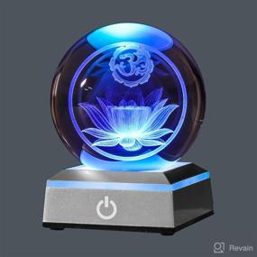 img 4 attached to XINTOU 3D OM Lotus Crystal Ball: 🌸 LED Lighting, Sacred Geometry Grid, Meditation Decor, Buddhism