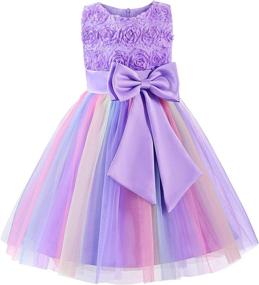 img 4 attached to 🌈 Stylish Sleeveless Rainbow Wedding Dresses for Girls - Uhnice Little Clothing Collection