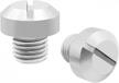 2 silver m10 x 1.25mm motorcycle mirror hole plugs with positive and negative screw holes for fz-09, crf250, nc750x and other models by taiss logo