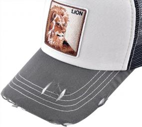 img 1 attached to Unisex Animal Mesh Trucker Hat Snapback Square Patch Baseball Caps