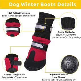 img 3 attached to SUNFURA Warm Dog Boots Winter Dog Shoes | Reflective Large Dog Booties with Rugged Anti-Slip Sole & Fleece Lining | Outdoor Pet Sneakers Paw Protectors for Medium and Large Dogs | Ideal for Hiking