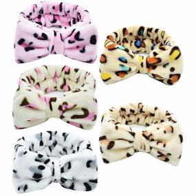 img 4 attached to Get The Ultimate Comfort And Convenience With Ondder'S 5 Pack Of Soft Spa Headbands For Face Washing And Makeup: Bowknot Terry Cloth And Coral Fleece Shower Headbands