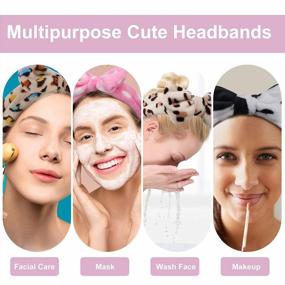 img 1 attached to Get The Ultimate Comfort And Convenience With Ondder'S 5 Pack Of Soft Spa Headbands For Face Washing And Makeup: Bowknot Terry Cloth And Coral Fleece Shower Headbands