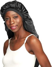 img 4 attached to Braids Satin Bonnet Jumbo Protect Tools & Accessories : Bathing Accessories