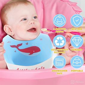 img 2 attached to Durable and Waterproof Silicone Bibs for Babies Set of 2 - BPA Free, Adjustable Toddler Bibs for Boys and Girls - Mess-Free Feeding with Food Catcher