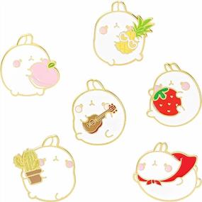 img 4 attached to Cute Animal Enamel Lapel Pins Set: Cartoon Rabbit And Lovely Fruit Badge Brooch Pins For Women'S Jackets Decoration Accessory