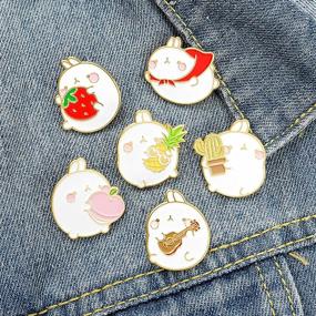 img 2 attached to Cute Animal Enamel Lapel Pins Set: Cartoon Rabbit And Lovely Fruit Badge Brooch Pins For Women'S Jackets Decoration Accessory