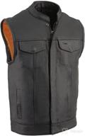 🧥 milwaukee leather mlm3511 men's black collarless club style leather vest with snap and zipper closure logo