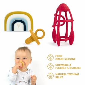 img 3 attached to Силиконовые прорезыватели для зубов без бисфенола А для младенцев: успокаивающая игрушка для прорезывания зубов для младенцев 0-12 месяцев - удобный дизайн, идеальные подарки для новорожденных для мальчиков и девочек