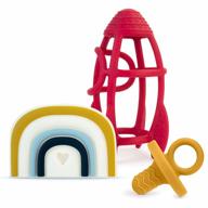 силиконовые прорезыватели для зубов без бисфенола а для младенцев: успокаивающая игрушка для прорезывания зубов для младенцев 0-12 месяцев - удобный дизайн, идеальные подарки для новорожденных для мальчиков и девочек логотип