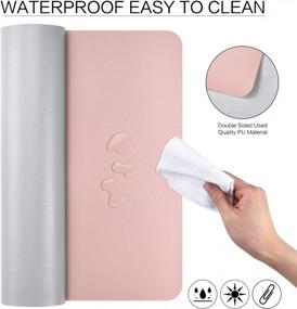 img 2 attached to Waterproof PU Leather Desk Pad (31.5 X 15.7"), Dual-Sided Desk Protector Cover With Mouse Pad, Writing Mat For Home/Office/Cubicle (Pink/Silver)