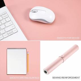 img 3 attached to Waterproof PU Leather Desk Pad (31.5 X 15.7"), Dual-Sided Desk Protector Cover With Mouse Pad, Writing Mat For Home/Office/Cubicle (Pink/Silver)