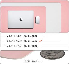 img 1 attached to Waterproof PU Leather Desk Pad (31.5 X 15.7"), Dual-Sided Desk Protector Cover With Mouse Pad, Writing Mat For Home/Office/Cubicle (Pink/Silver)