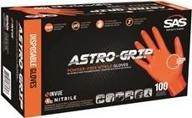 🧤 sas safety 66574 astro-grip disposable powder-free nitrile gloves: xl, orange, 7 mil, 100 gloves/box (2 boxes/case) logo