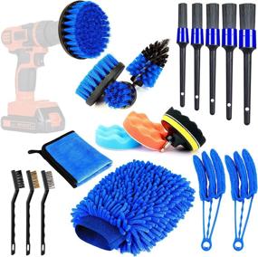 img 4 attached to 🚗 Complete 20-Piece Car Cleaning Kit: Interior & Exterior Detailing Tools with Drill Brush Set - Ideal for Wheels, Dashboard, Leather, Air Vents & More!