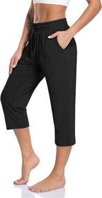 img 4 attached to TARSE Women'S Loose Fit Capri Yoga Pants With Drawstring And Pockets - Perfect For Casual Wear And Workout