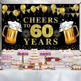 img 2 attached to Black Gold Happy 60Th Birthday Decorations Large Cheers To 60 Years Banner Backdrop, 72.8 X 43.3 Inch Anniversary Photo Background Poster Sign Party Supplies