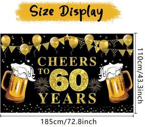 img 3 attached to Черное золото Happy 60th Birthday Decorations Large Cheers To 60 Years Banner Backdrop, 72,8 X 43,3 Inch Anniversary Photo Background Poster Sign Party Supplies