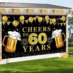 img 1 attached to Черное золото Happy 60th Birthday Decorations Large Cheers To 60 Years Banner Backdrop, 72,8 X 43,3 Inch Anniversary Photo Background Poster Sign Party Supplies
