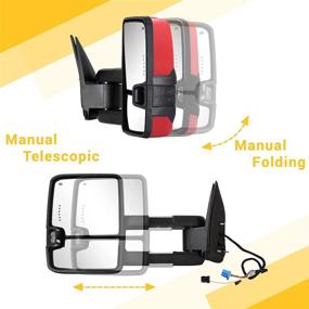 img 3 attached to Sanooer Towing Mirrors For 2003-2007 Chevy Silverado Suburban Avalanche Tahoe GMC Sierra Yukon With Power Glass Arrow Turn Signal Light Backup Lamp Heated Extendable Pair Set (Red Painted 9260)