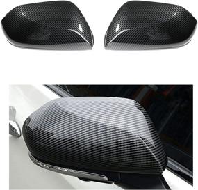 img 4 attached to 🔍 Carbon Fiber Style Mirror Cover Rearview Mirror Guard Covers Door Side Moulding CKE for Toyota Camry 2018-2022 Accessories - Enhance Exterior Décor and Protection