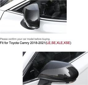 img 3 attached to 🔍 Carbon Fiber Style Mirror Cover Rearview Mirror Guard Covers Door Side Moulding CKE for Toyota Camry 2018-2022 Accessories - Enhance Exterior Décor and Protection