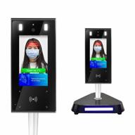automatic infrared body temperature thermal scanner kiosk access control system with non-contact face recognition and temperature measurement, supporting face comparison library logo