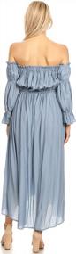 img 3 attached to Women'S Off Shoulder Boho Long Sleeve Peasant Dress By Anna-Kaci