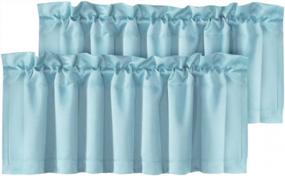 img 4 attached to Aqua Blackout Valance Curtains - 2 Panels For Stylish Privacy In Kitchen, Living & Bedrooms
